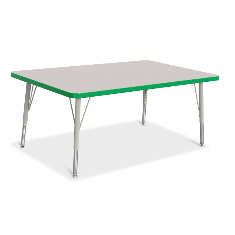 Table rectangulaire Berries, 30 po x 48 po, Gris et vert, Jambe standard élémentaire 15" - 24"