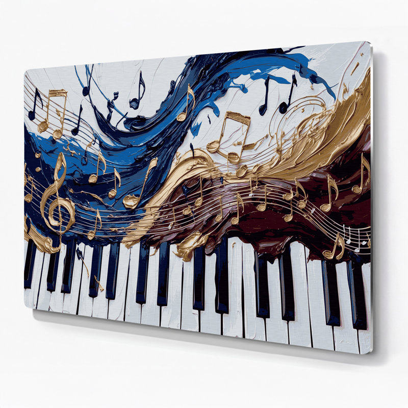 «Music Piano Gray», art mural en métal, H 20 po x l 30 po