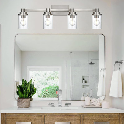 Luminaire de meuble-lavabo moderne avec abat-jour en verre transparent, douille E26, pour salle de bain, cuisine, chambre à coucher, couloir
