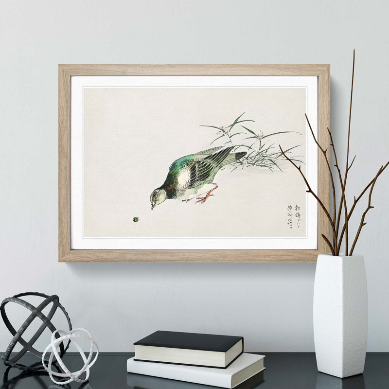 Eastern Turtle Dove by Numata Kashu - Picture Frame Painting Print, Oak Framed, 62cm H x 87cm W x 2cm D