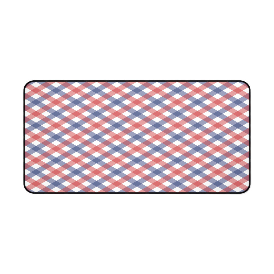 Red Blue Gingham Desk Mat