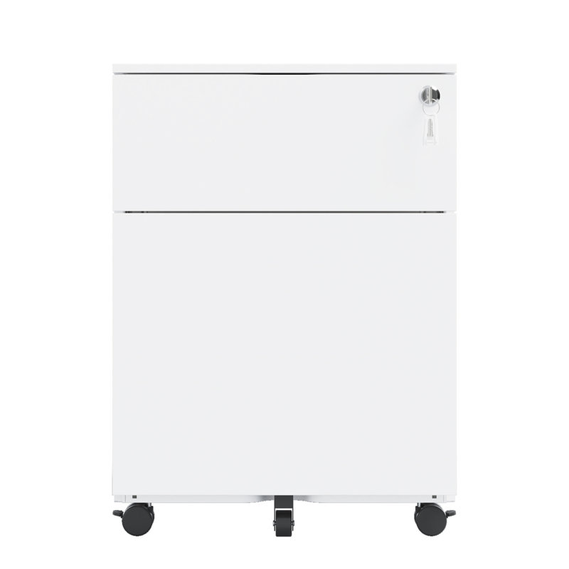 2 Drawer Mobile File Cabinet With Lock Steel File Cabinet For Legal/Letter/A4/F4 Size, Fully Assembled Except For Wheels, Home/ Office Design, White
