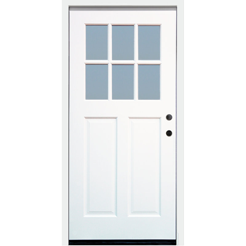 Craftsman White Painted Mahogany Front Door with Clear Glass