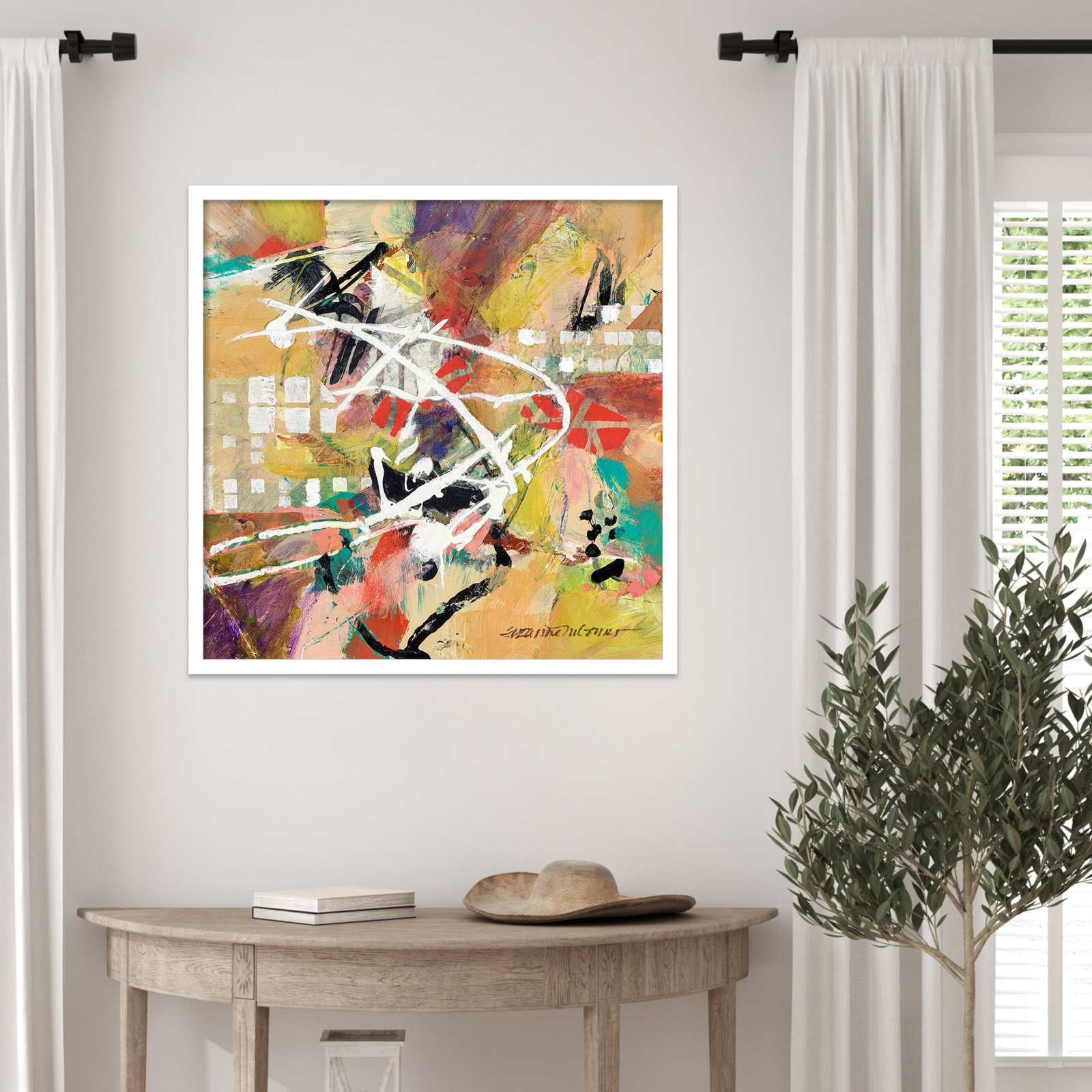 Sutter "Boogie" Print by Suzanne McCourt, 25" H x 25" W, White