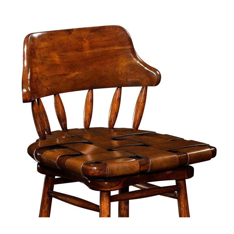 Country Farmhouse Upholstered Stool with Solid Wood Frame, Bar Stool (30.75" Seat Height)