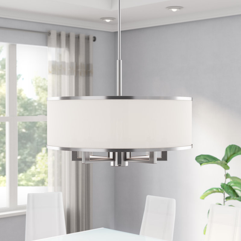 Berthine 7 - Light Dimmable Drum Chandelier, Brushed Nickel