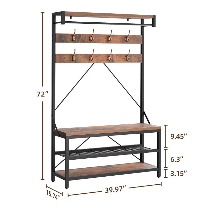 8 Pair Shoe Storage Bench, Brown