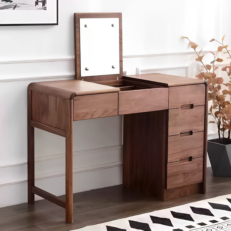 Japanese simple black walnut dressing table
