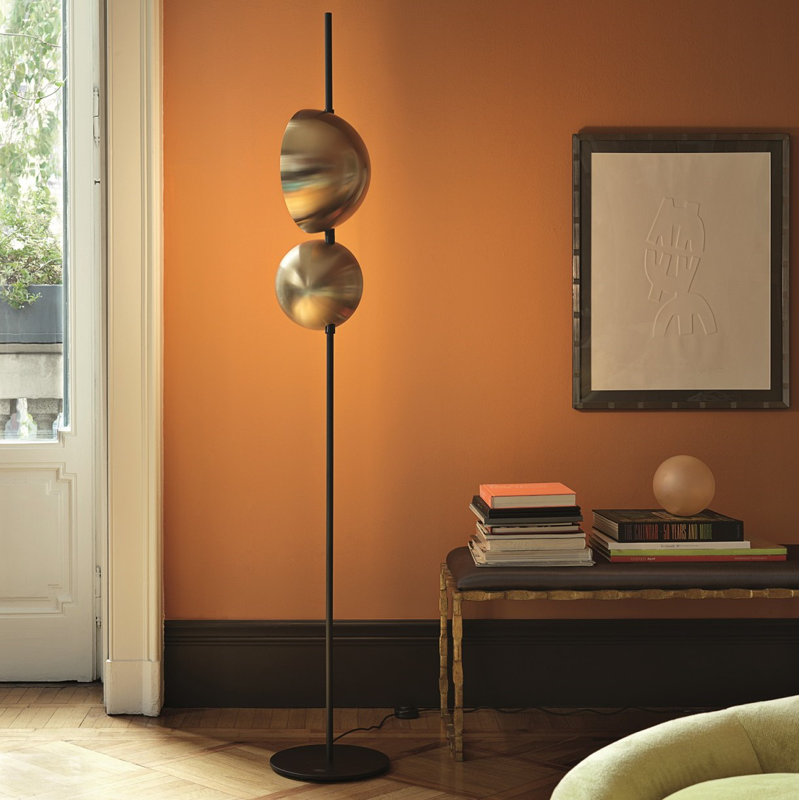 Superluna LED Floor Lamp, Matt Black, Anodic Brass