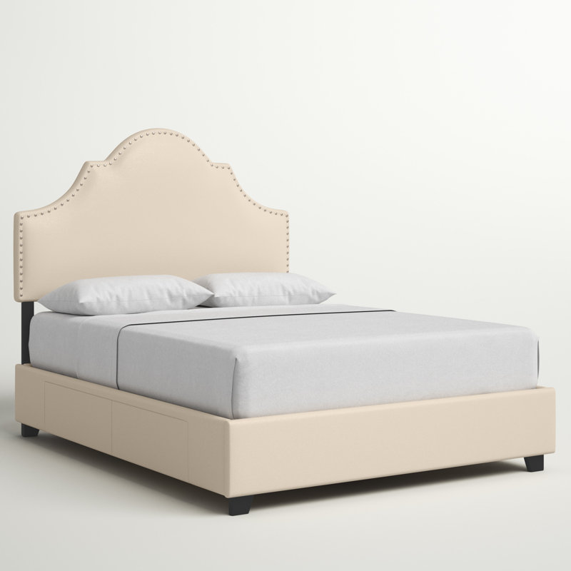 Lit plateforme tapissier avec rangement à profil bas Nollet, Très grand, 2