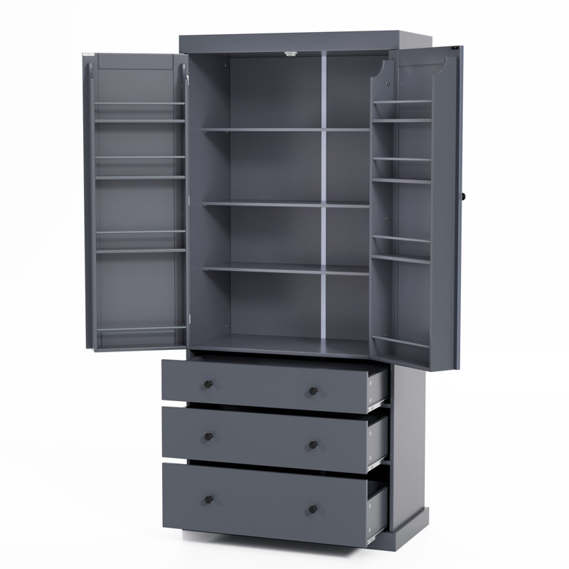Armoire de cuisine 77 po Farmhouse, Gris