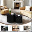 Ensemble de 2 tables basses gigognes, design rond moderne avec pieds antidérapants pour une utilisation polyvalente dans le salon, la chambre à coucher et le bureau.-733288707