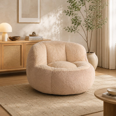 Bean Bag Chair Skin-Friendly Furry Lounger with Non-Slip Bottom for Living Room/Game Room