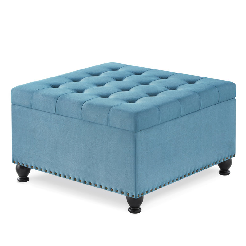 Carré avec capacité de rangement - cadre et caractéristique en bois bleu, Bleu clair