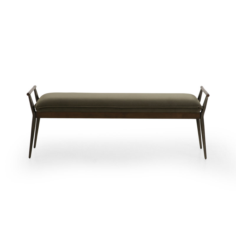 Charlotte Upholstered Bench, Modern Velvet Loden