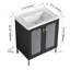Contreplaqué de meuble-lavabo autoportant avec lavabo en céramique, porte à fermeture douce
