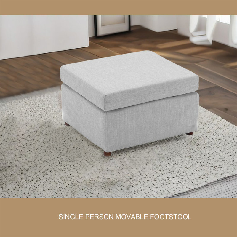 Repose-pieds Demichael, 100 % lin gris clair