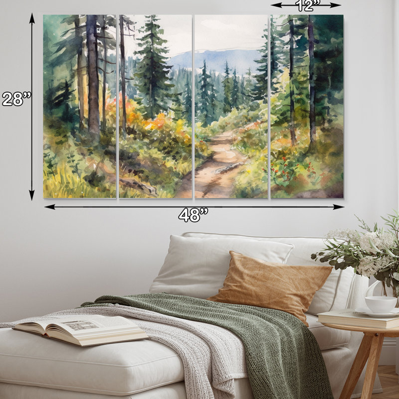 «Little Road In Mountain Landscape X», reproduction sur toile 4 pièces