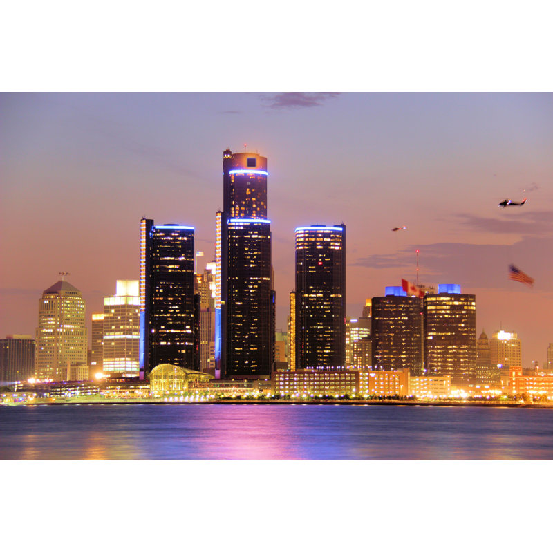 Detroit At Night by Ineb1599 - Wrapped Canvas Print, 61cm H x 91cm W