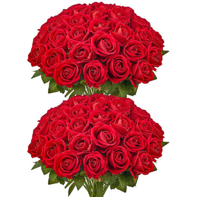 Roses Artificial Flowers Realistic Bouquet for Xmas Home Decor