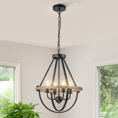 Kimyada 4-Light Dimmable Rustic Farmhouse Lantern Pendant Chandelier