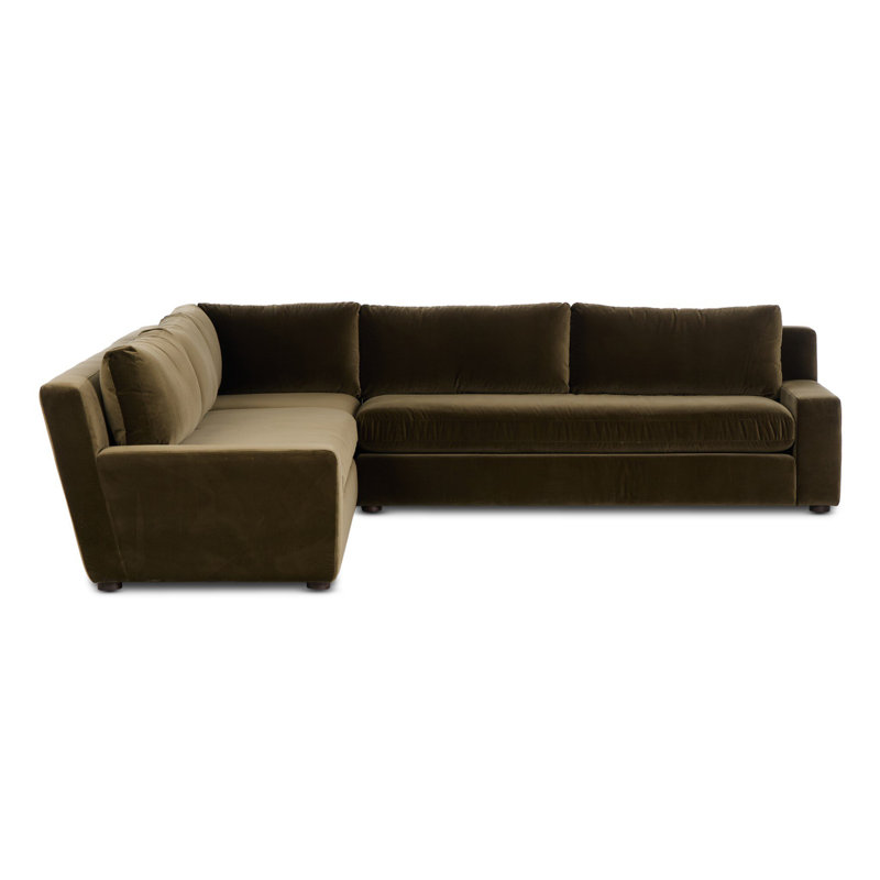 Yelena 3PC Sectional-Surrey Olive, Surrey Olive Performance Velvet