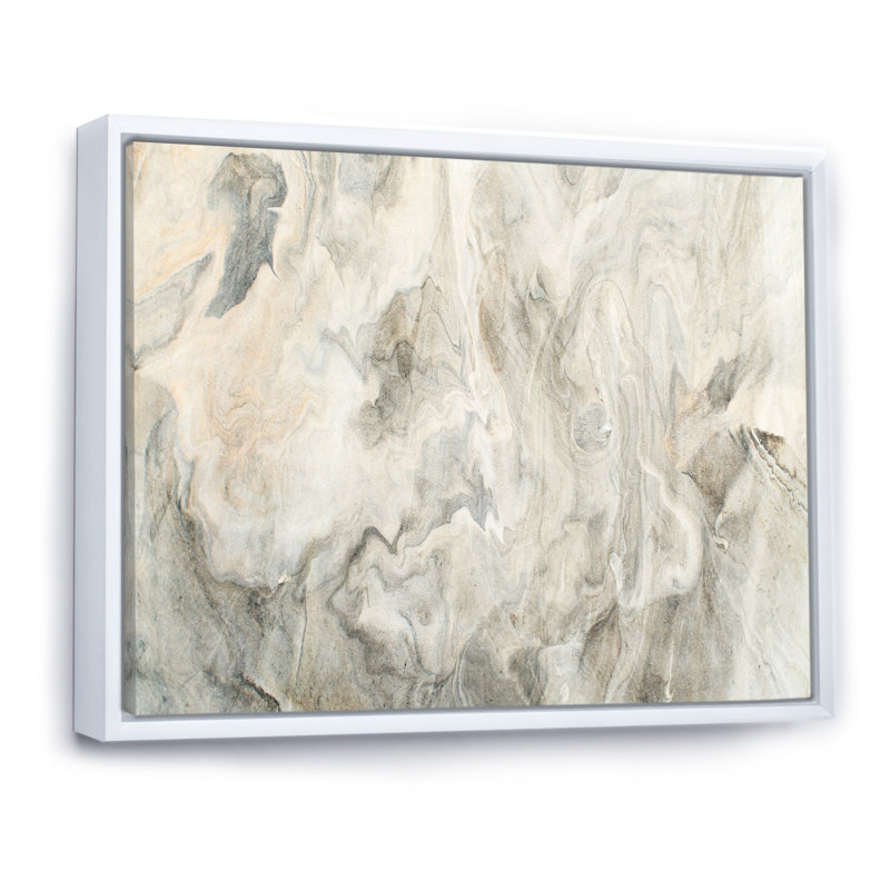 «Fluid Art Waves In Shades Of Cream», reproduction sur toile flottante, H 30 po x l 40 po x P 1,5 po, Cadre flottant blanc