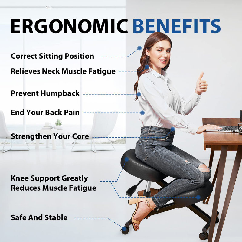 Aderholt Adjustable Height Ergonomic Kneeling Chair