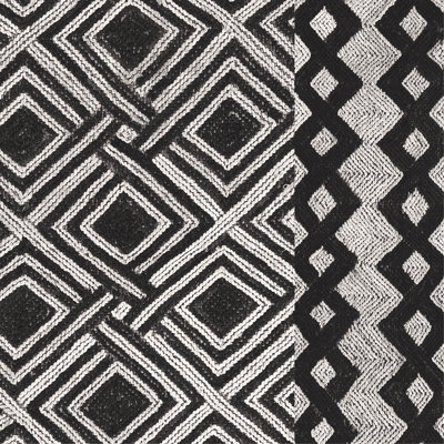 Kuba Cloth Mat III Crop BW by Sue Schlabach - Wrapped Canvas Painting