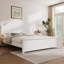 Cadre de lit grand lit en bois avec tête de lit arquée et design classique, blanc