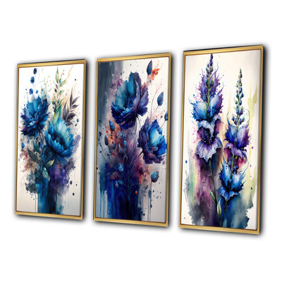 " Vibrant Blue Flower Bouquet " 3 - Pieces