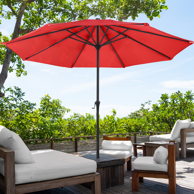 Parasol de patio rond de 9 pi - Parasol extérieur facile à manivelle et auvent ventilé pour abat-jour - pour terrasse, balcon, porche, cour ou piscine par Pure Garden (Orange brûlé)