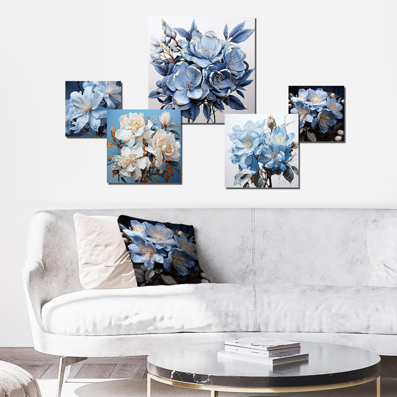 Minimalism Rhododendron Bouquet Beauties - Rhododendron Wall Art Set Of 5