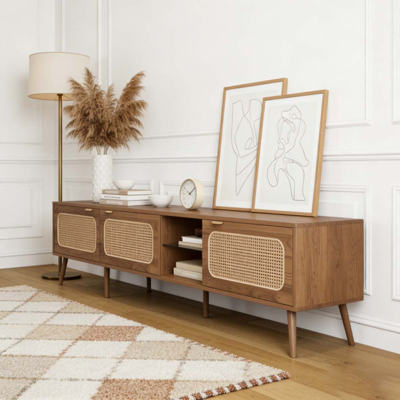 Meuble télé 78 po pour téléviseur 75/80/85 po, console avec beaucoup de rangement