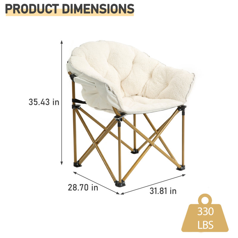 Asusena Folding Camping Chair, White Polyester Blend