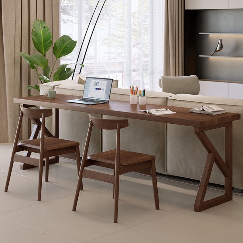 Bureau rectangulaire en bois massif noyer clair, H 29,53 po x l 94,49 po x P 23,62 po