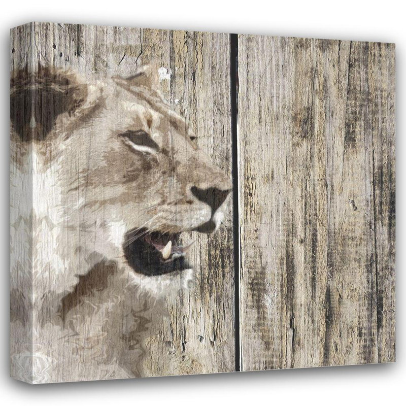 Toile tendue avec châssis Union Rustic Smith, Karen: Wildheads Lioness, H 28 po x l 28 po
