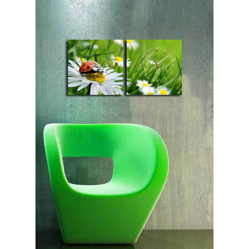 Horloge murale élégante en toile décorative (2 pièces), 23,6 po x 23,6 po | 100% toile de suède avec cadre 100% bois, épaisseur: 1,2 po | Décoration intérieure unique, parfaite pour les salons et les bureaux