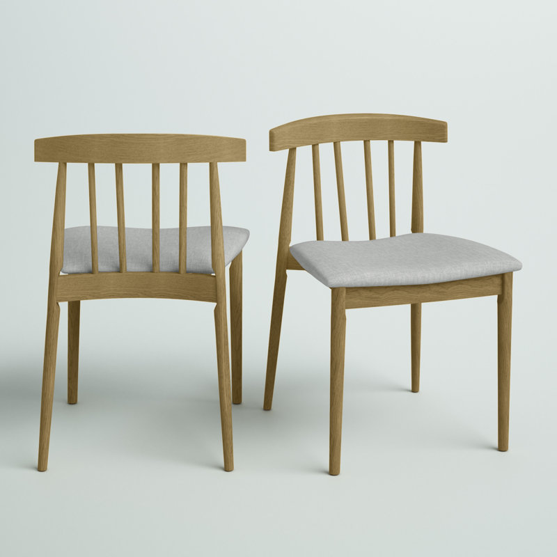 Chantilly 47cm H Upholstered Slat Back Parsons Chair, Oak /Grey