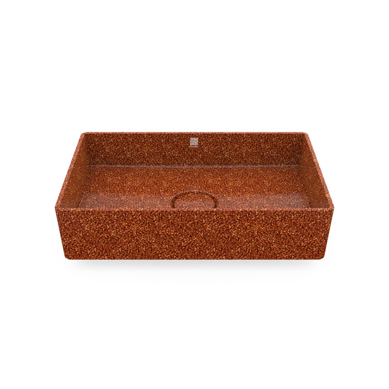Woodio Cube60 15.75'' Wood Rectangular Bathroom Sink, Clay