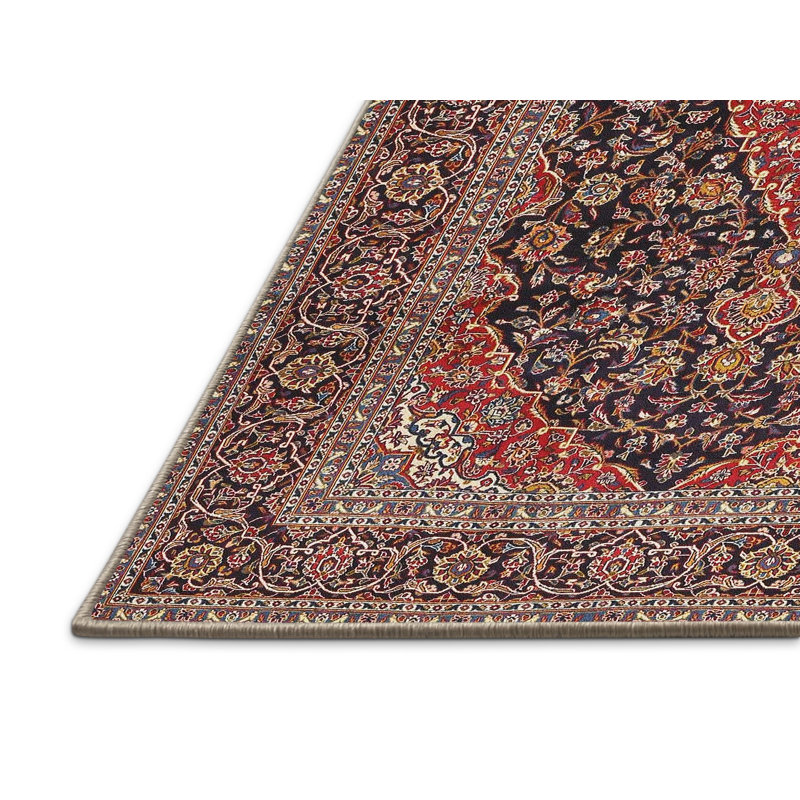 Tapis traditionnel rouge / noir Kesterman, Rectangle 5 pi x 7 pi