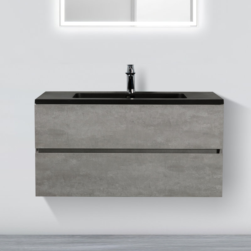 35.37'' Single Bathroom Vanity with Resin Top