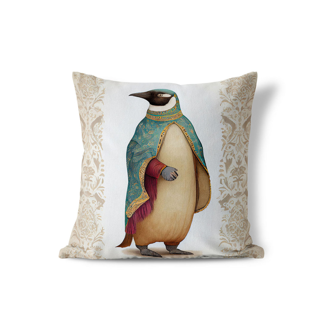 Floral Penguinscape Floral Square Cushion With Filling