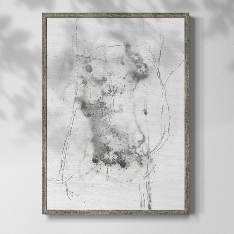 Graphite Abstract IV Framed Print - Solid Wood, 11" H x 9" W