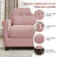 Canapé d'angle en chenille rose de 250 cm (98 po), pouf, coussin à volants et accoudoirs arrondis-1870905134