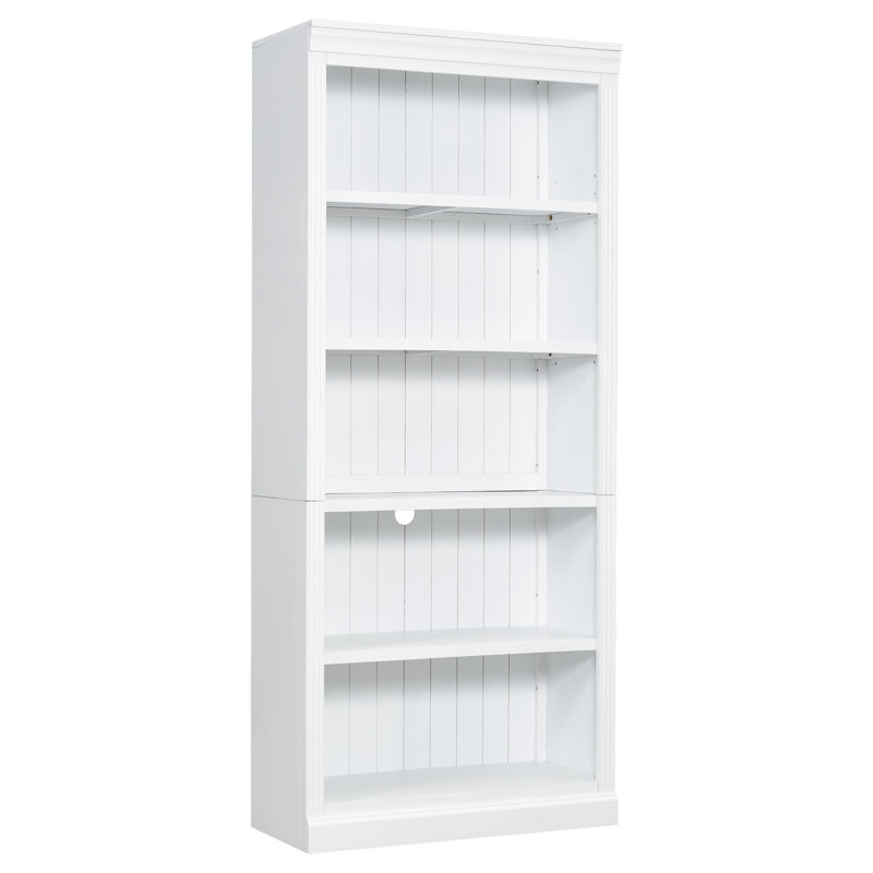 Bibliothèque de 83,4 po de hauteur avec bande lumineuse, Beige