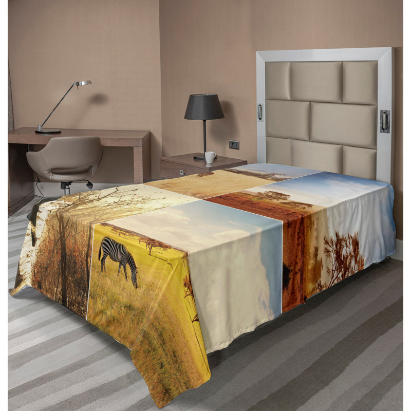 Multicolore Ambesonne Savannah, Drap plat pour lit simple