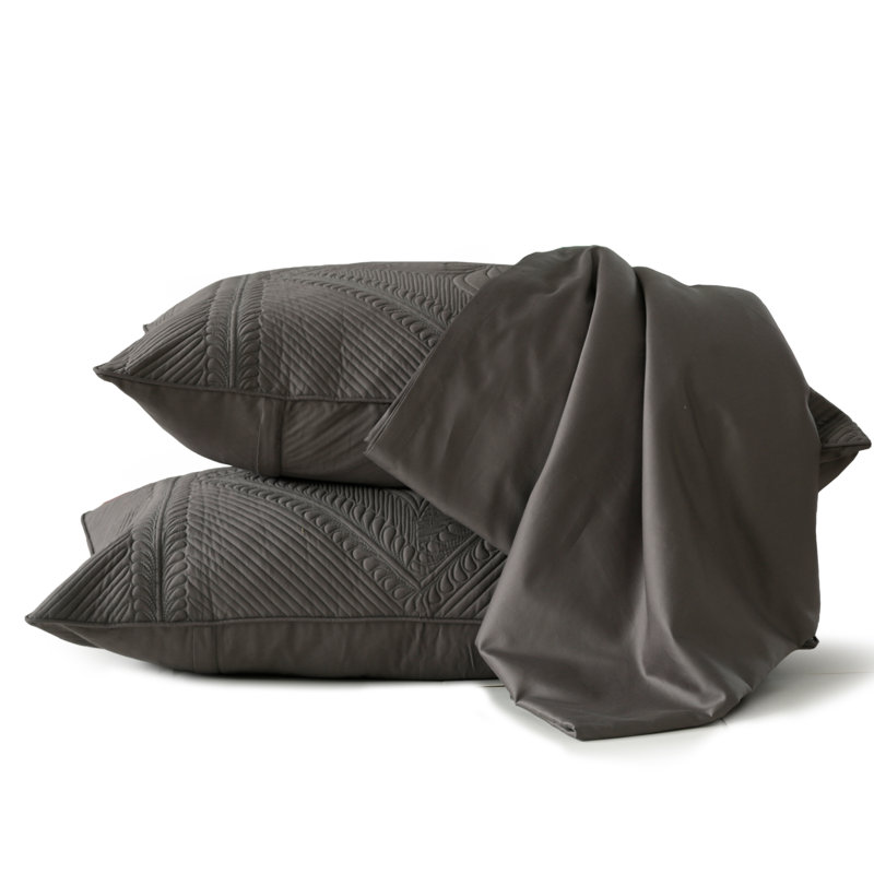 Drap de grande taille 100% coton La Shantam Floral, Couvre-lit grand + 5 pièces supplémentaires, Gris foncé