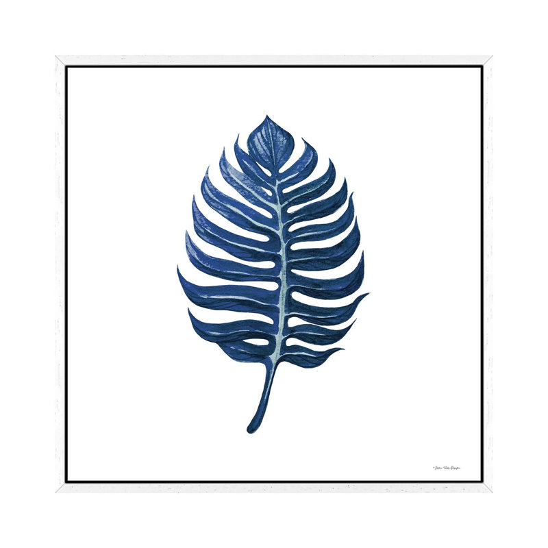 Watercolor Blue Leaf I 1 Piece Floater Frame Wall Art on Canvas, 66.04 cm H x 66.04 cm W, White