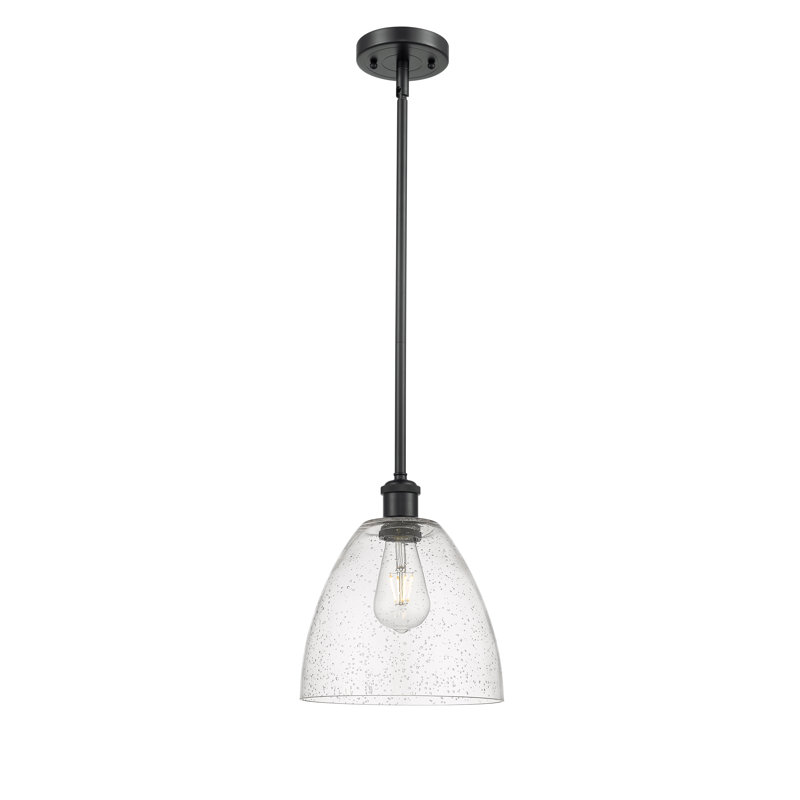 Luminaire suspendu en forme de globe à 1 lumière Angeliz, Ampoule non incluse, H 44,25 po x l 9 po x P 9 po, Noir mat